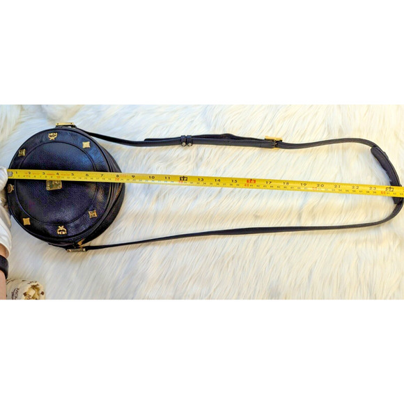 MCM Bag Black Tambourine Shoulder Crossbody Bag Authentic Vintage Purse Round - Picture 5 of 16